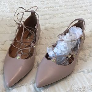 Halogen Lace-up Baby Pink Flats